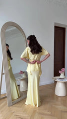 Elegant Yellow Trumpet Skirt & Top Set