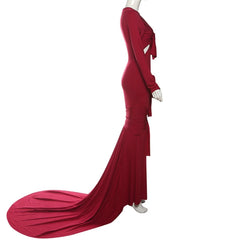 Red evening gown on a mannequin - side