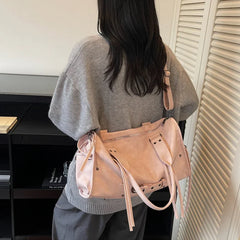Soft Faux Leather Motorcycle Shoulder Bag