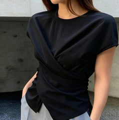 Black cross wrapped split front top