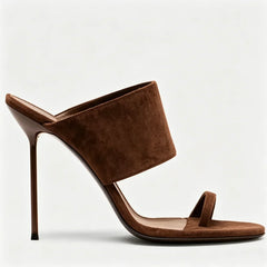 Metallic Toe Ring Stiletto Mules