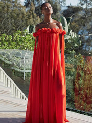 Off-the-shoulder floral maxi dress