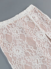 White Lace Corset Top and Maxi Skirt Set