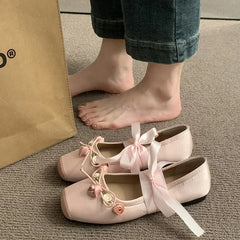 Floral Square Toe Flats