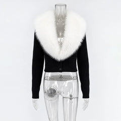 Faux Fur Trimmed Cardigan