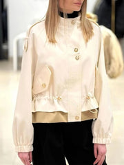 Cropped Drawstring Contrast Hem Jacket