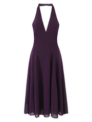 Purple halter neck dress- halter, ruched neck