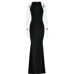Black Hollow Out Pearl Tassel Maxi Bodycon Dress - Club & Party Wear