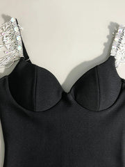 Crystal Strap Bodycon Midi Dress