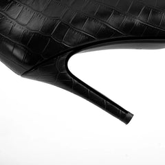 Pointed Toe Stone Pattern Knee High Boots