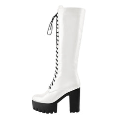 Platform Lace Up Round Toe Boots