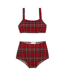 Plaid High Waist Swimwear Set