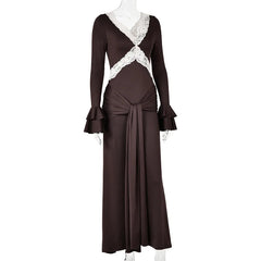 Lace Trim Flare Sleeve Maxi Dress