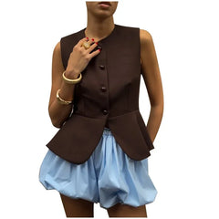 Sculpted Vest & Bubble Skirt Set | Bold Street Style 2-Piece Look