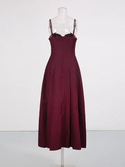 Applique Mesh Square Neck Sleeveless Midi Dress