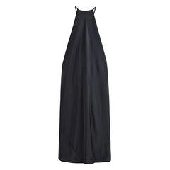 Satin Halter Open Back Maxi Dress