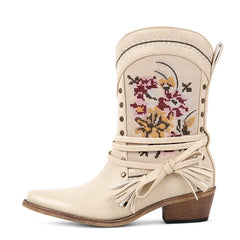 Embroidered Mid-Calf Western Boots