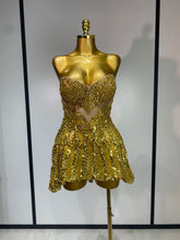Strapless sequined diamond embellished mini dress front view