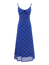 Spaghetti strap tie-front mesh midi dress, front view
