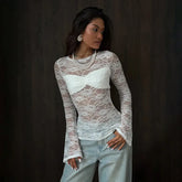 White lace flare sleeve top