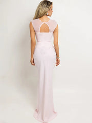 Cap Sleeve Gathered Waist Bodycon Maxi Dress