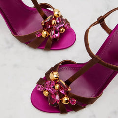 Floral Embellished Stiletto Sandals