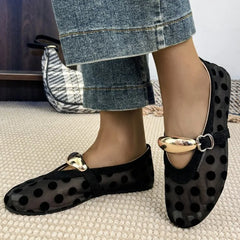 Polka Dot Mesh Ballet Flats