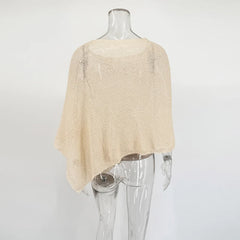 Asymmetrical Knit Shawl Top