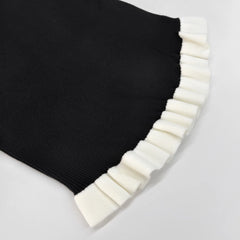 Ribbed Knit Long Sleeve Ruffle Trim Top