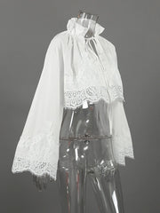Lace Trimmed Cropped Blouse