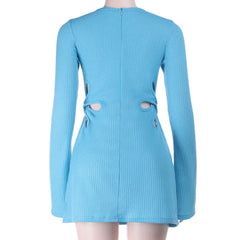 Ribbed Mini Dress with Petal Cutouts