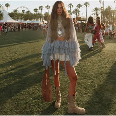 Sheer Chiffon Ruffle Blouse & Flowing Maxi Skirt Set