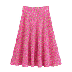 Pink Printed Ruched Tank Top And Maxi Skirt Set