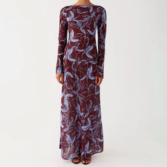 Long dress with a floral pattern
