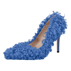 Faux Fur Pointed Toe Stiletto Heels