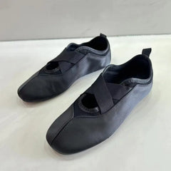 Crisscross Strap Satin Ballet Flats