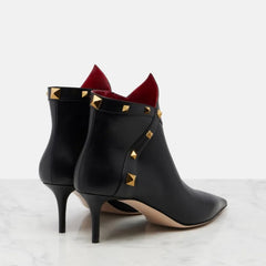 Pointed Toe Studded Heel Ankle Boots