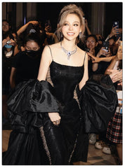 Black Sequin Chain Spaghetti Strap Maxi Dress