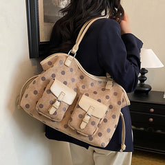 Polka Dot Faux Leather Tote Bag
