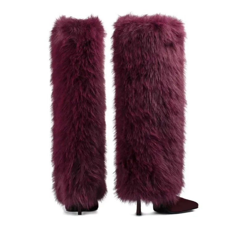 Pair of purple furry boots