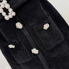 Embellished Short-Sleeve Knit Midi Dress