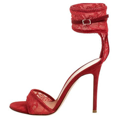 Lace Ankle Strap Stiletto Heels