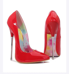 16cm Patent Stiletto Heels | Pointed Toe Pumps with Tie-Dye Soles