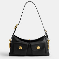 Lock Detail Shoulder Bag PU Leather