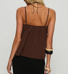 Lace Trim V-Neck Babydoll Camisole Top