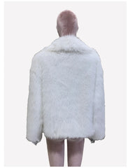 Fluffy Faux Fur Big Collar Pockets Jacket