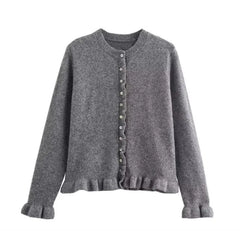 Gray knitted cardigan on a white background