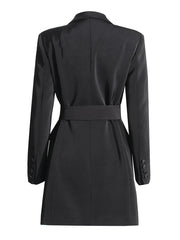 Black Bow Belted Blazer Mini Dress For Women