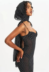 Polka Dot Spaghetti Strap Sweetheart Neck Maxi Dress