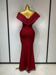 One Shoulder Embellished Neckline Gown